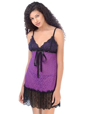 tie front contrast laced babydoll - 16227569 - Standard Image - 2