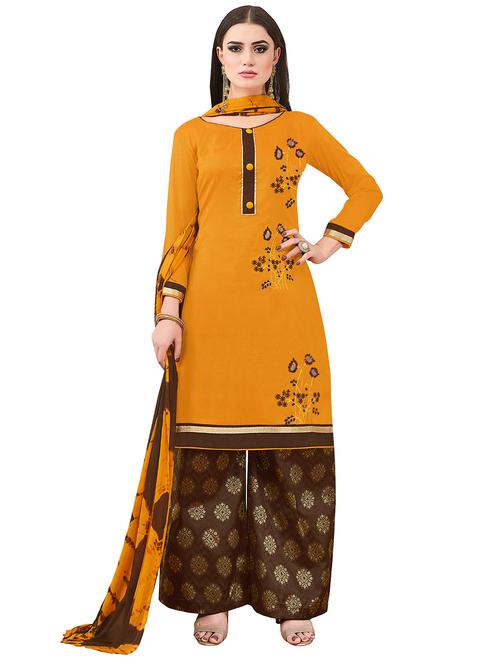 embroidered palazzo unstitched suit - 16227828 - Very Small Image - 1