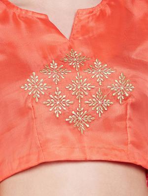 orange georgette embroidered blouse - 16228273 - Standard Image - 5