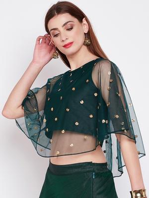 green net embroidered blouse - 16228278 - Standard Image - 2