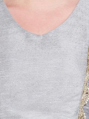 grey silk embroidered blouse - 16228279 - Standard Image - 5