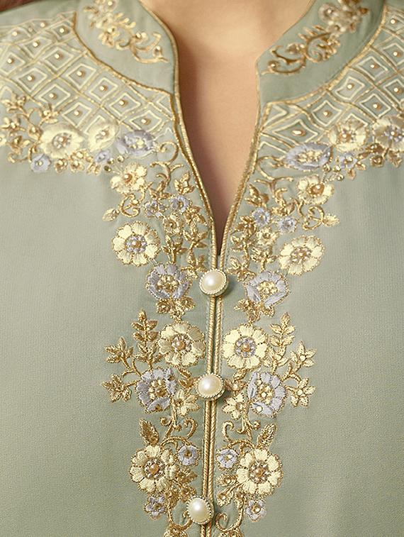 Embroidered semi-stitched suit - 16228339 - Zoom Image - 2