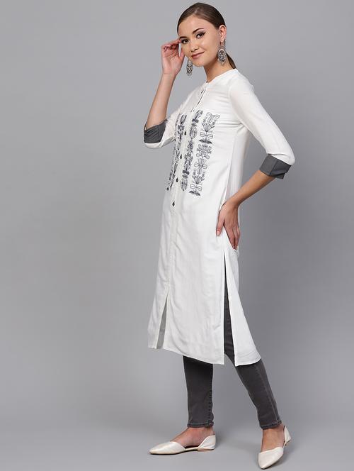 embroidered straight kurta - 16228757 - Standard Image - 1