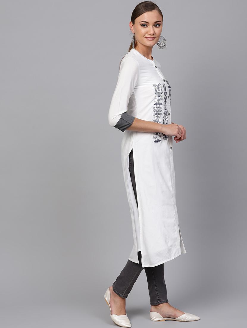embroidered straight kurta - 16228757 - Zoom Image - 2