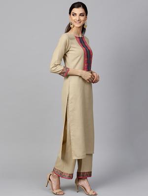 straight kurta palazzo dupatta set - 16228896 - Standard Image - 2
