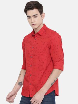 red printed casual shirt - 16229037 - Standard Image - 2