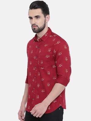 red cotton casual shirt - 16229039 - Standard Image - 2