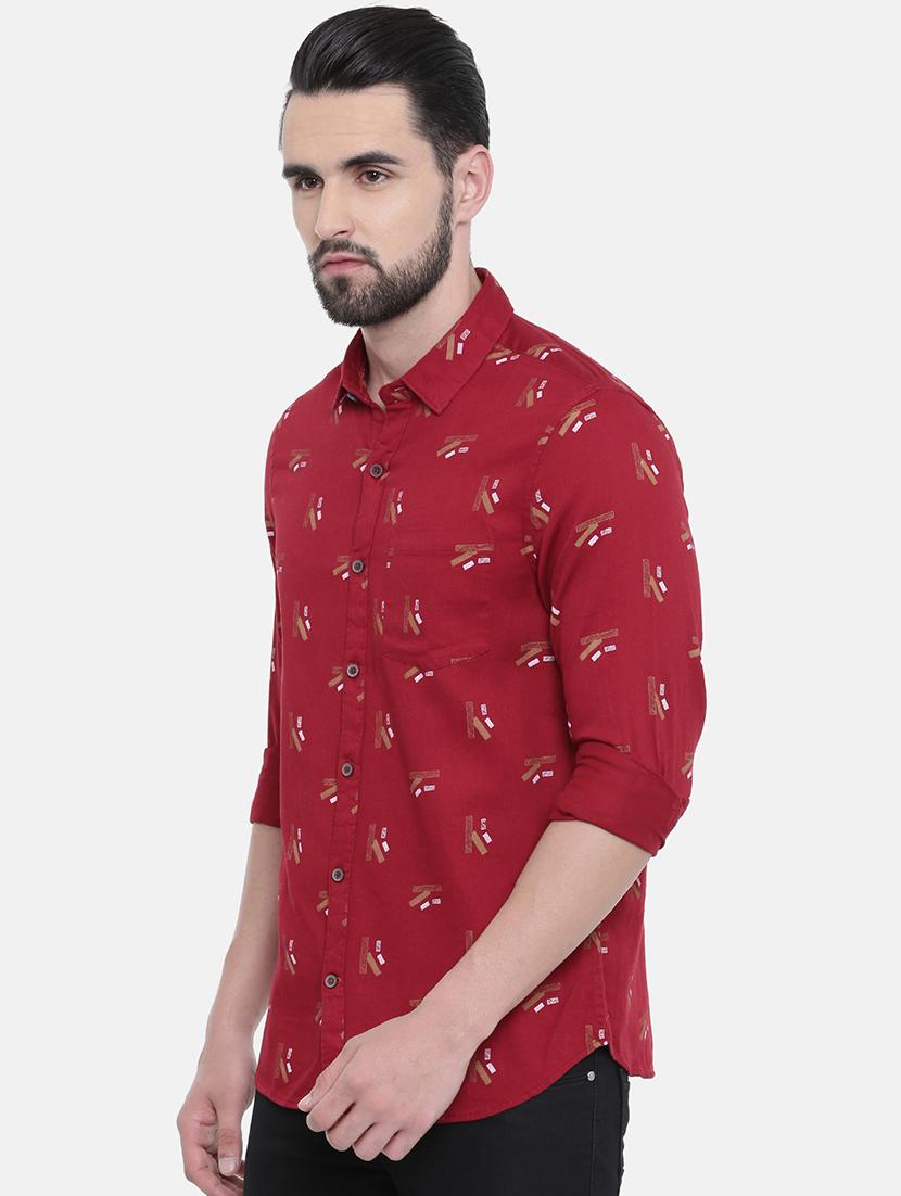 red cotton casual shirt - 16229039 - Zoom Image - 2