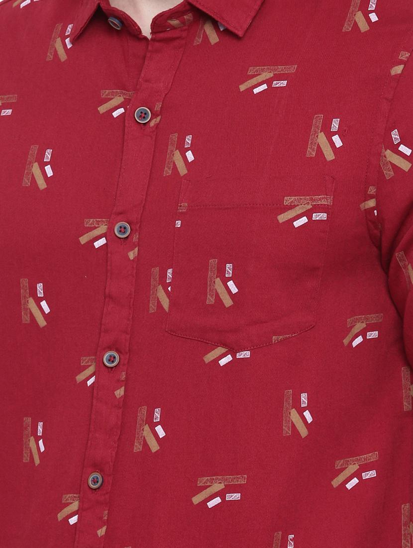 red cotton casual shirt - 16229039 - Zoom Image - 5