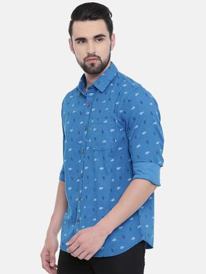 blue printed casual shirt - 16229049 - Standard Image - 2