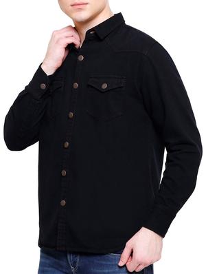 black denim casual shirt - 16229807 - Standard Image - 2