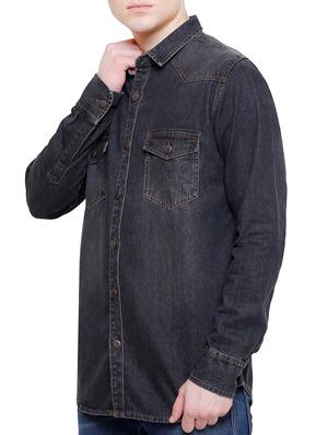 grey denim casual shirt - 16229808 - Standard Image - 2