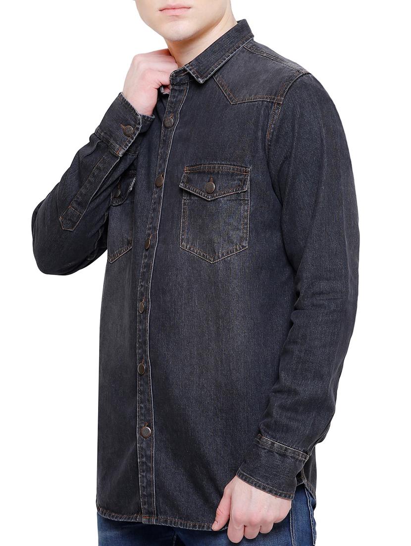 grey denim casual shirt - 16229808 - Zoom Image - 2