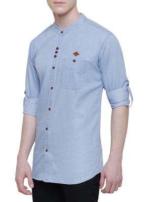 blue solid casual shirt - 16229810 - Standard Image - 2