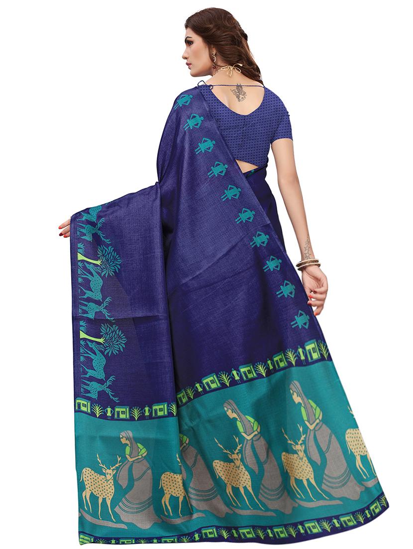 kalamkari printed saree with blouse - 16230638 - Zoom Image - 2