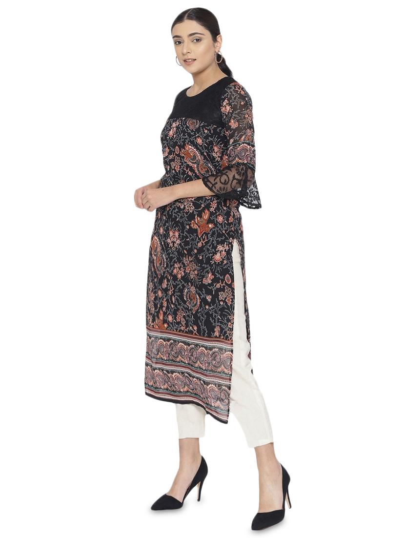 printed straight kurta - 16231260 - Zoom Image - 2