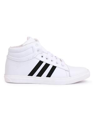 white leatherette lace up sneakers - 16231263 - Standard Image - 2