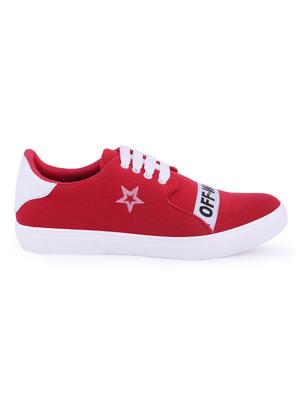 red fabric lace up sneakers - 16231269 - Standard Image - 2