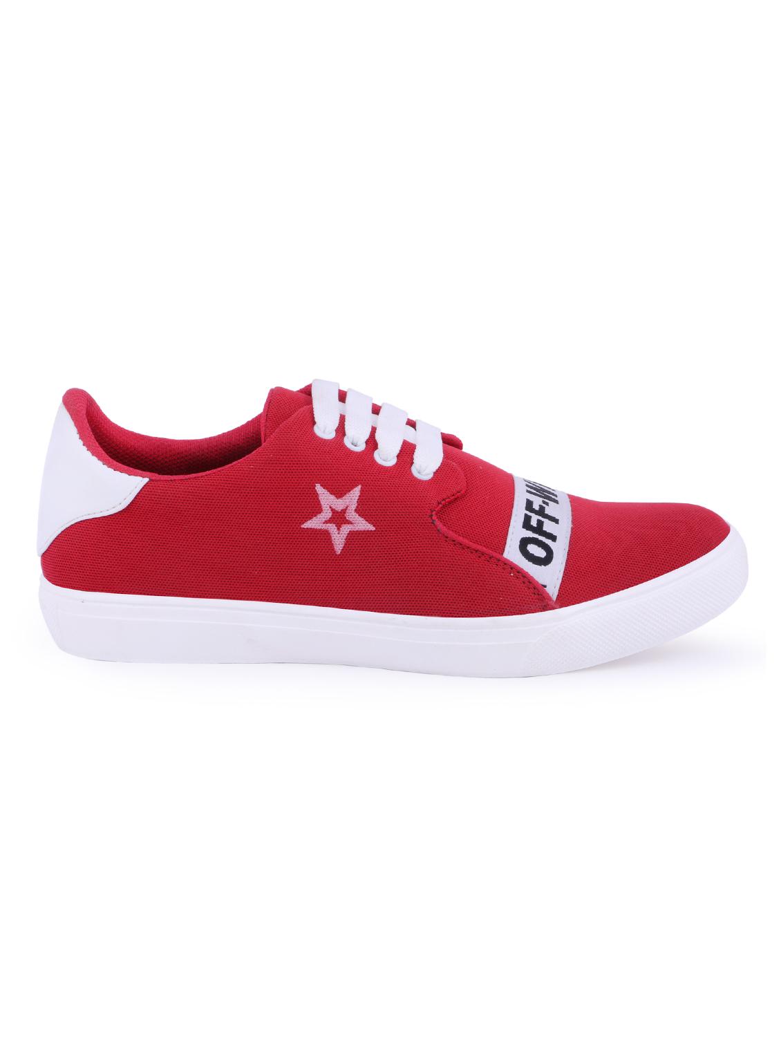 red fabric lace up sneakers - 16231269 - Zoom Image - 2