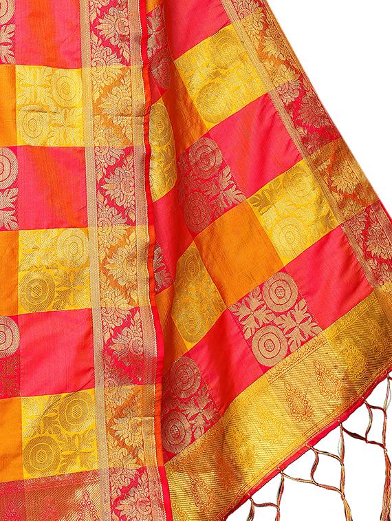 peach art silk banarasi dupatta - 16231817 - Zoom Image - 2
