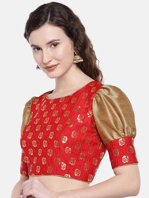 Puff sleeved brocade blouse - 16231845 - Standard Image - 2
