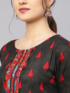 geometrical printed a-line kurta - 16231928 - Standard Image - 5