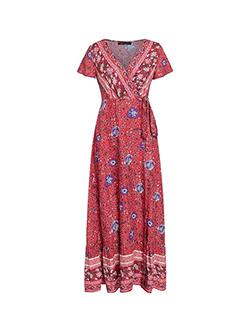 tie front floral maxi dress - 16232736 - Standard Image - 1