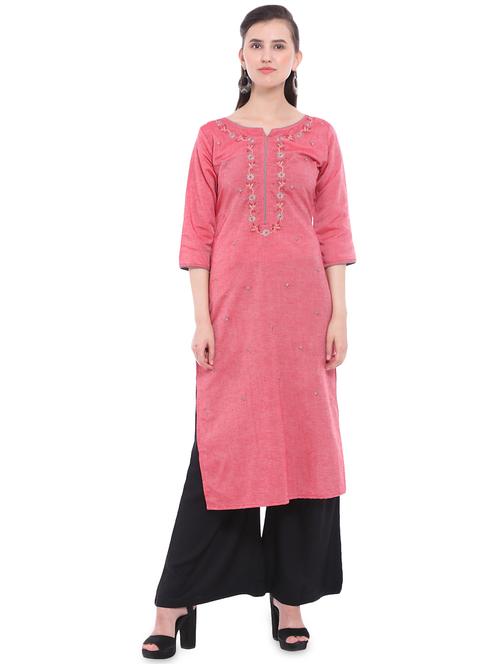 Embroidered straight kurta - 16233388 - Standard Image - 1