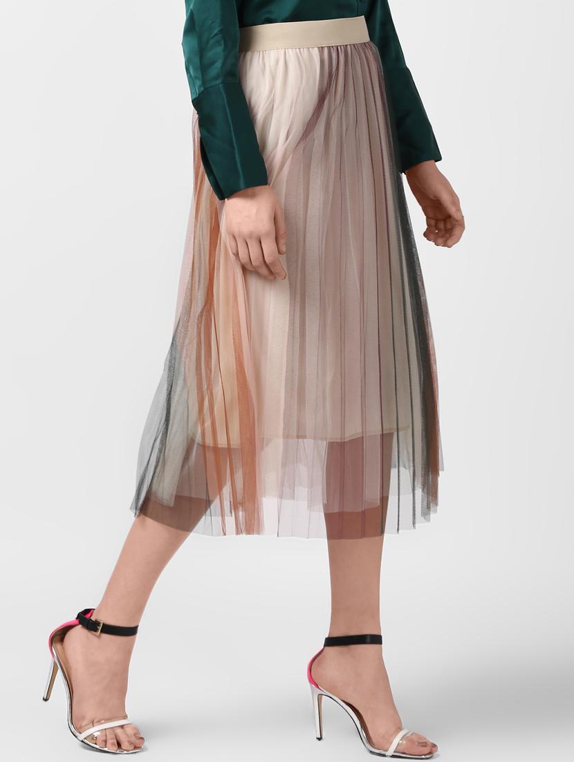 high rise mesh pleated a-line skirt - 16233893 - Zoom Image - 2