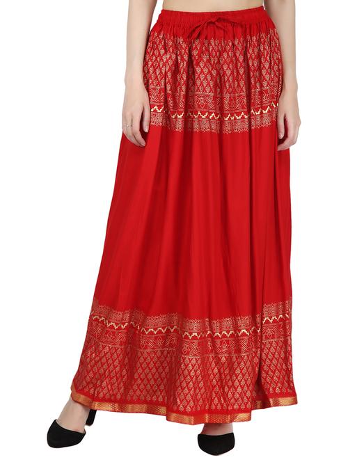 foil printed flared skirt - 16234365 - Standard Image - 1