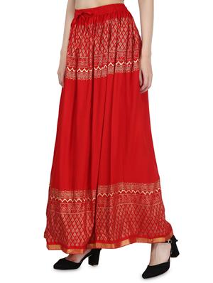 foil printed flared skirt - 16234365 - Standard Image - 2