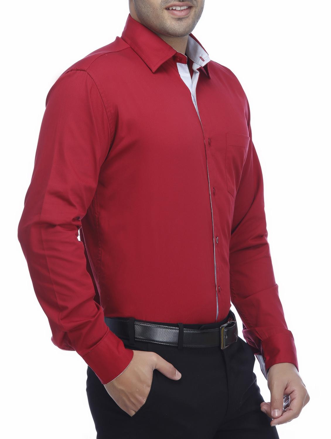 red solid formal shirt - 16234998 - Zoom Image - 2