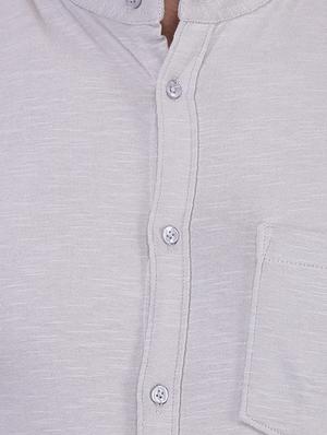 grey solid casual shirt - 16235014 - Standard Image - 5