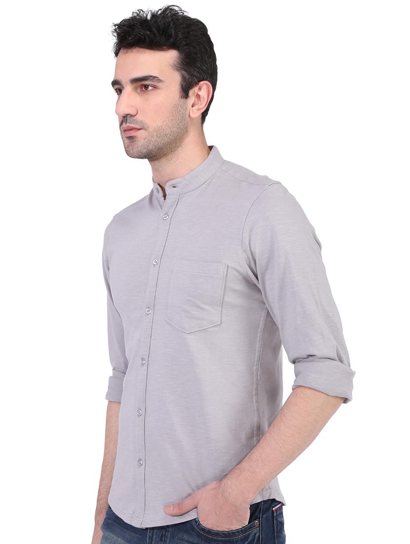 grey solid casual shirt - 16235014 - Zoom Image - 2