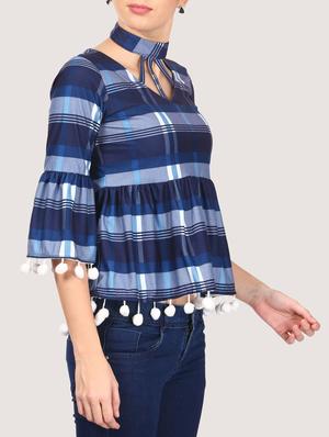 blue hosery blouson top - 16235193 - Standard Image - 2