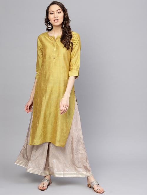 solid straight kurta - 16235676 - Standard Image - 1