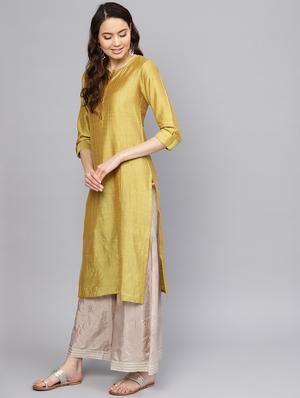 solid straight kurta - 16235676 - Standard Image - 2