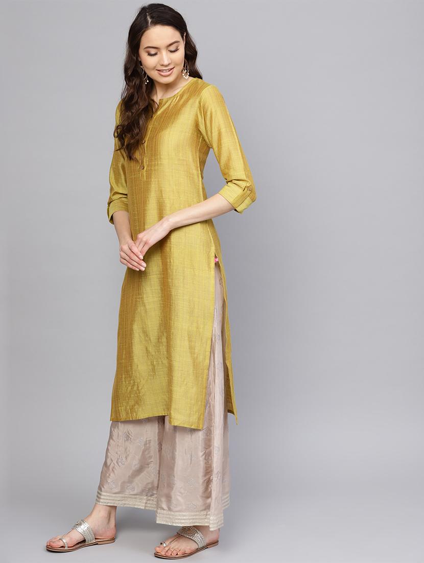 solid straight kurta - 16235676 - Zoom Image - 2