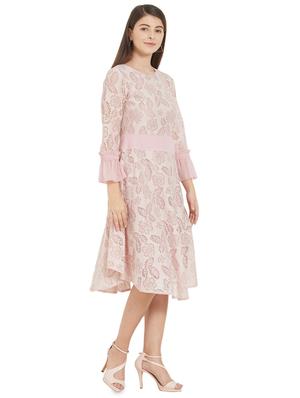 bell sleeved laced flared dress - 16235829 - Standard Image - 2