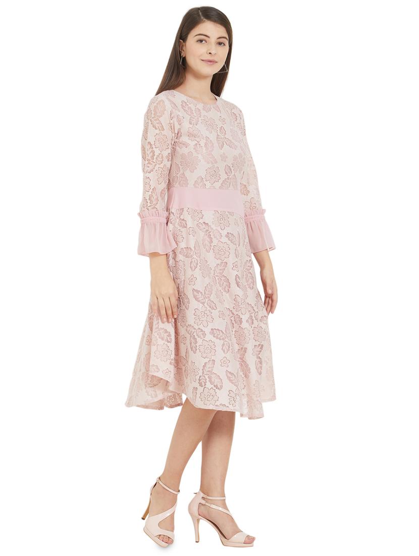 bell sleeved laced flared dress - 16235829 - Zoom Image - 2