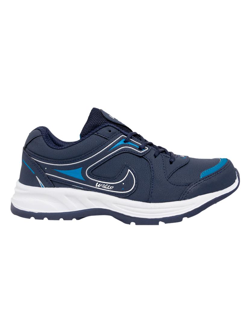 navy blue leatherette sport shoes - 16235926 - Zoom Image - 2