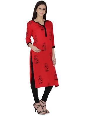 conversational printed straight kurta - 16236653 - Standard Image - 2
