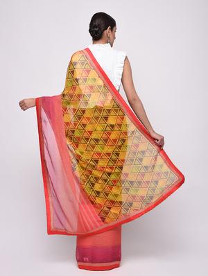 zari bordered printed saree with blouse - 16236727 - Standard Image - 2