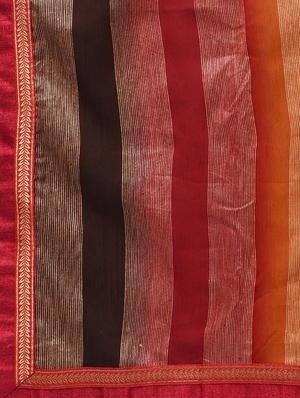 zari bordered printed saree with blouse - 16236728 - Standard Image - 5