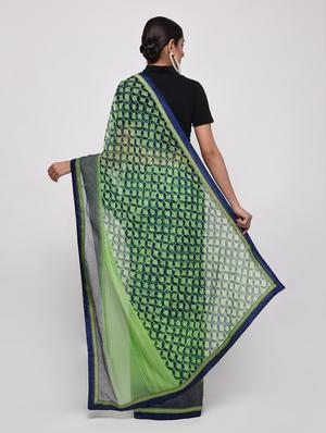 zari bordered printed saree with blouse - 16236730 - Standard Image - 2