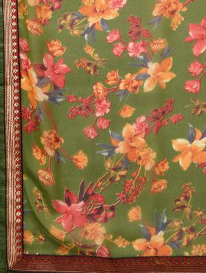 zari bordered floral saree with blouse - 16236738 - Standard Image - 5
