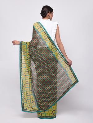 checkered print saree with blouse - 16236739 - Standard Image - 2