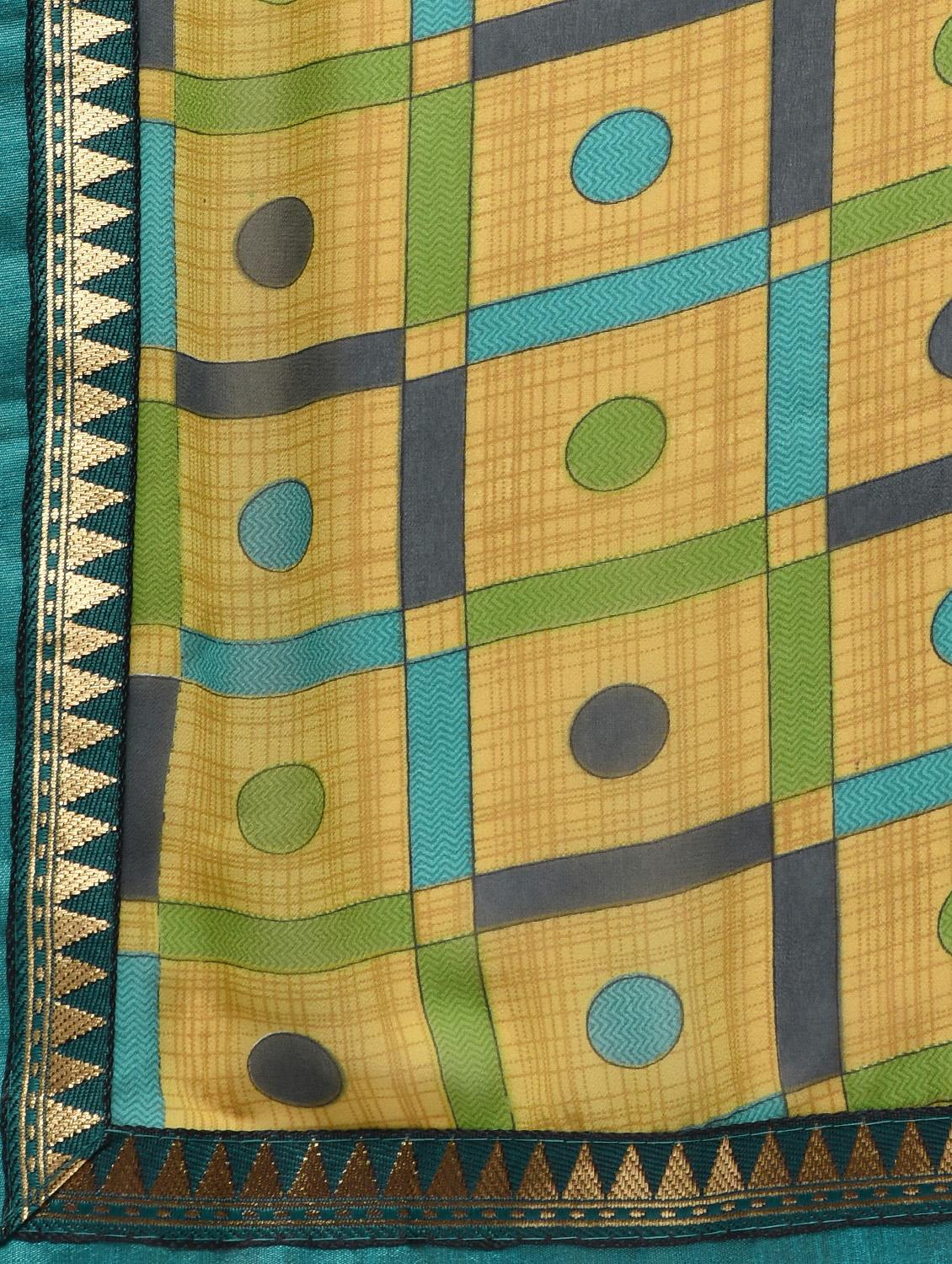 checkered print saree with blouse - 16236739 - Zoom Image - 5