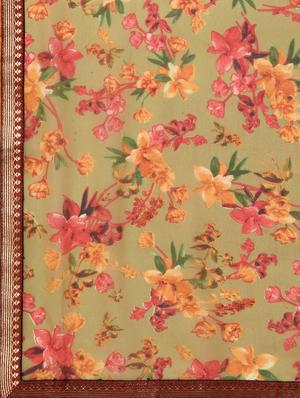 zari bordered floral saree with blouse - 16236740 - Standard Image - 5