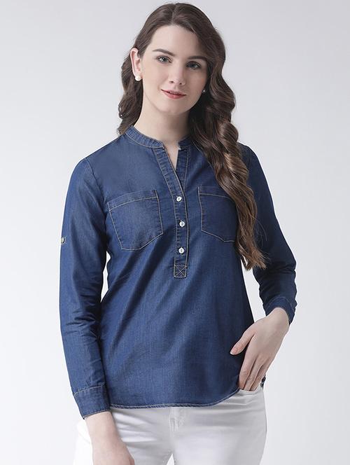 pocket detailed denim shirt - 16236826 - Standard Image - 1